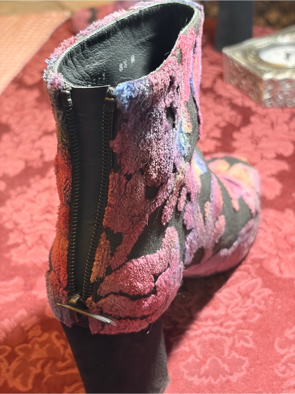 Stuart Weitzman Multicolor Floral Velvet Ankle Boots - Picture 13 of 15
